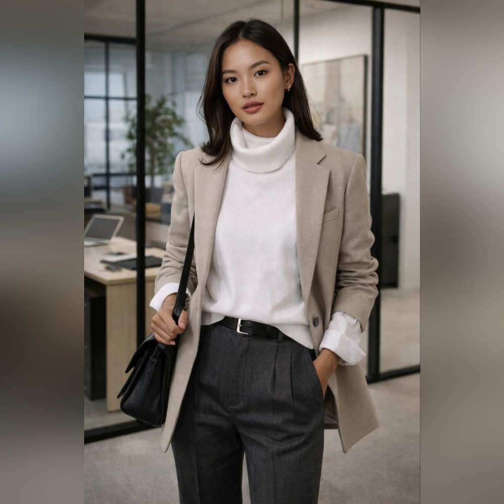 White Sleeveless Turtleneck Sweater
